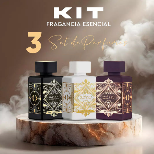 Set Lattafa 3 Perfumes Bade'e Al Oud Unisex - Eau de Parfum- (Oud for Glory + Amethyst + Honor & Glory)